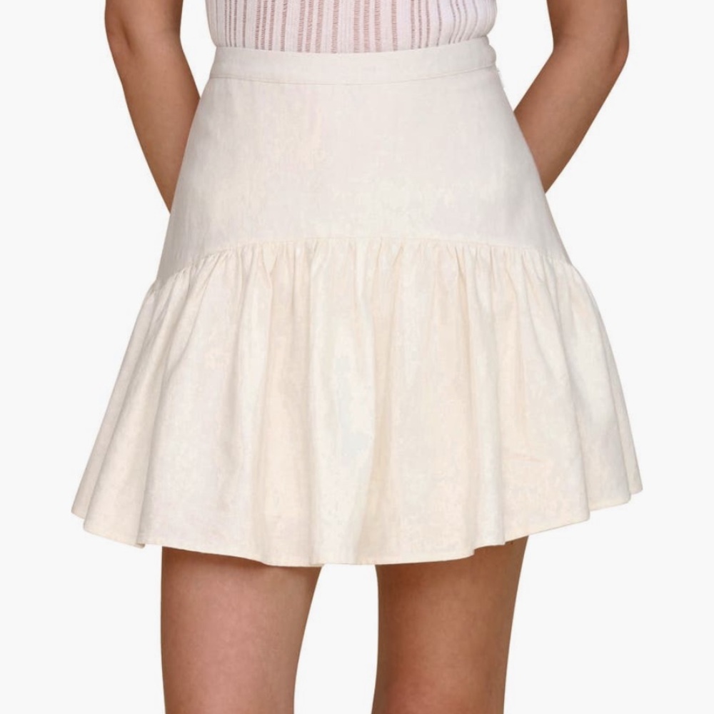 NWT Avec Les Filles White Linen Blend Skirt